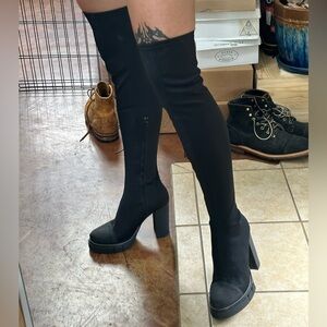 Public Desire Critic Black Block Over The Knee Boots